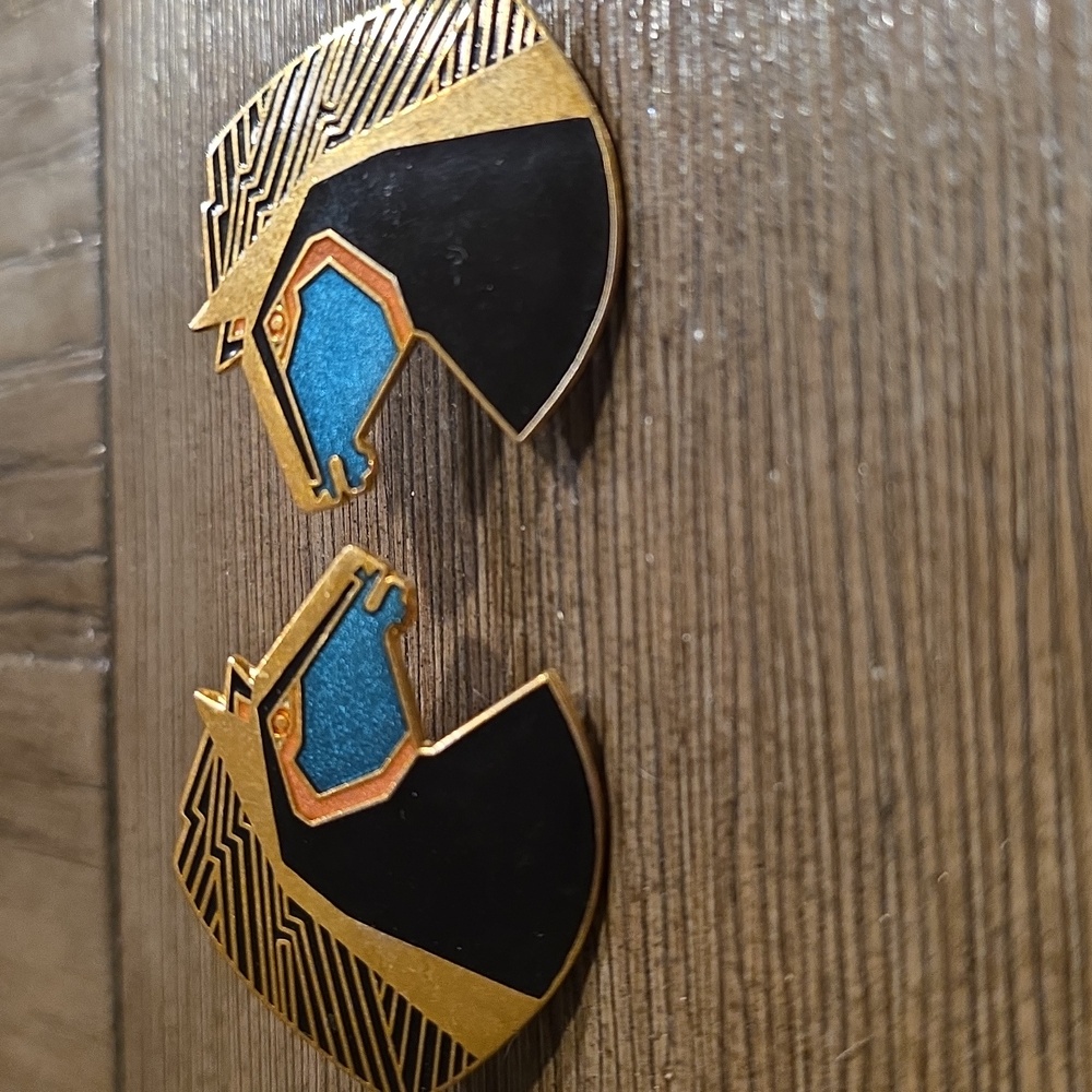 Elegant Gold and Blue Earrings